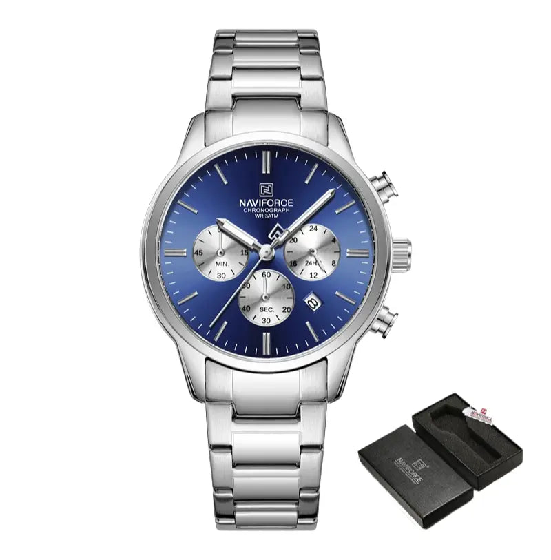 Relógio Masculino Aço Inox 3ATM Quartzo Naviforce Spiculus