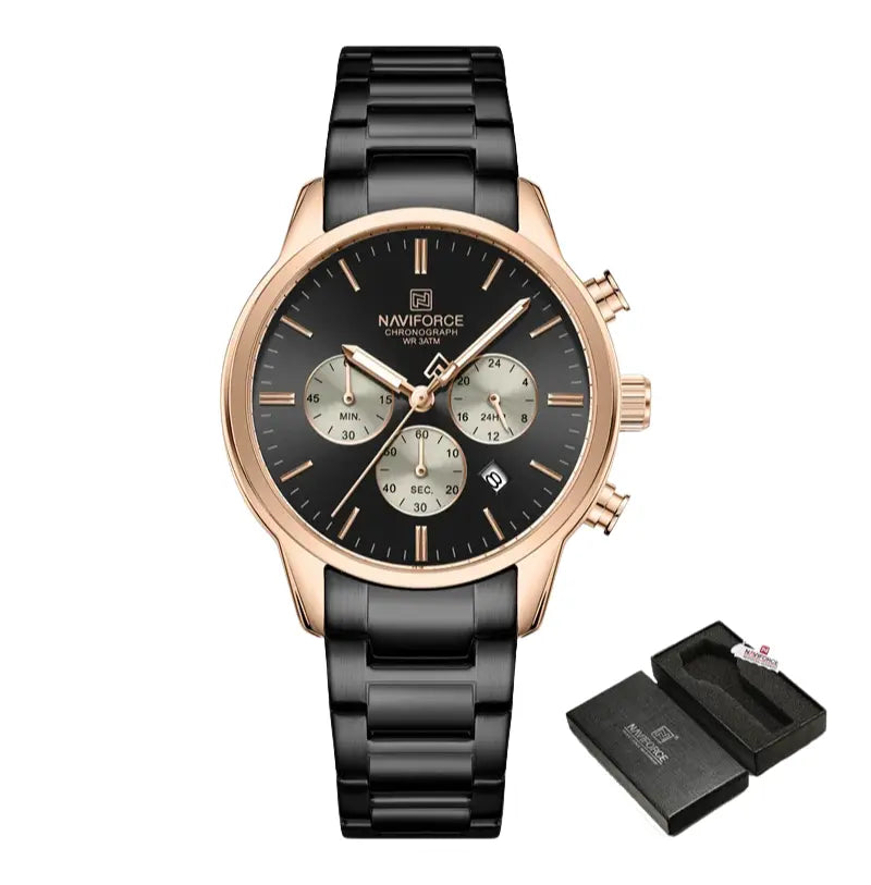 Relógio Masculino Aço Inox 3ATM Quartzo Naviforce Spiculus