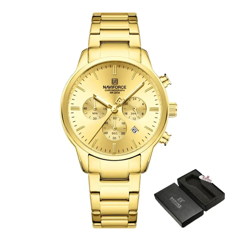 Relógio Masculino Aço Inox 3ATM Quartzo Naviforce Spiculus