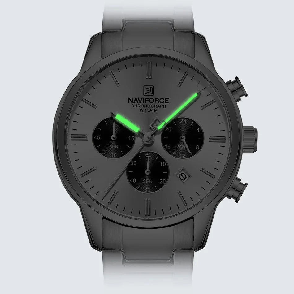 Relógio Masculino Aço Inox 3ATM Quartzo Naviforce Spiculus