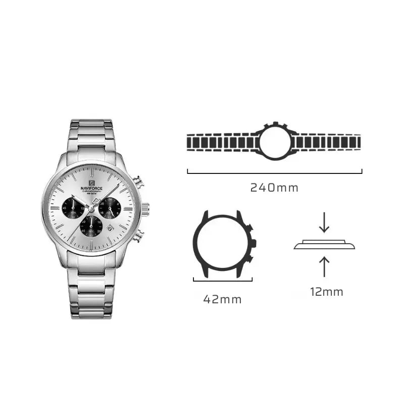 Relógio Masculino Aço Inox 3ATM Quartzo Naviforce Spiculus