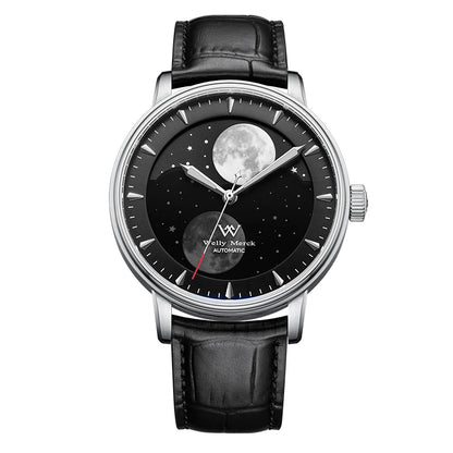 Relógio Masculino Aço Inox Automático Welly Merck Lunar