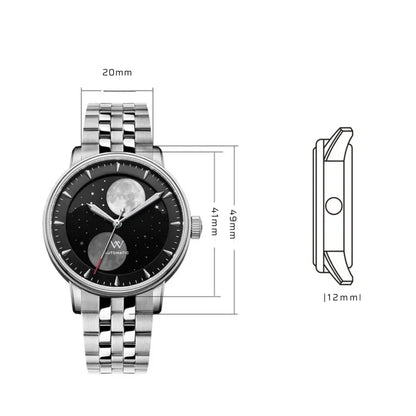 Relógio Masculino Aço Inox Automático Welly Merck Lunar