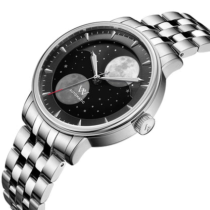 Relógio Masculino Aço Inox Automático Welly Merck Lunar
