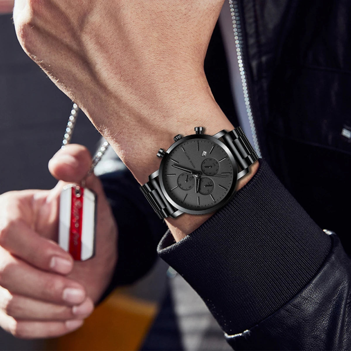 Relógio Masculino Aço Inox Quartzo Hannah Martin Charm