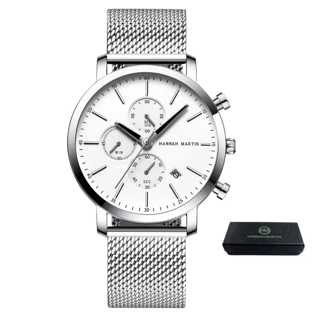 Relógio Masculino Aço Inox Quartzo Hannah Martin Charm