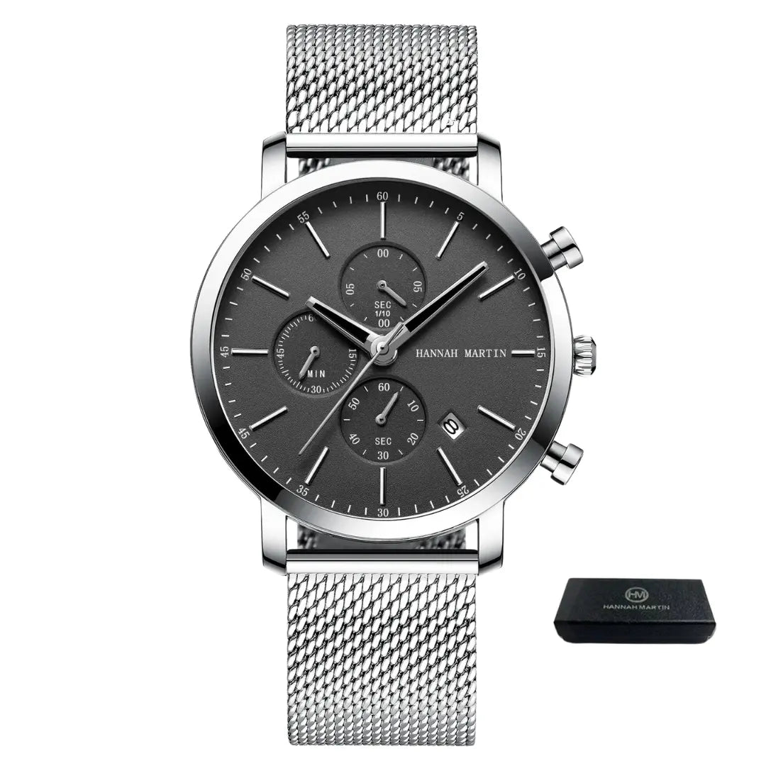 Relógio Masculino Aço Inox Quartzo Hannah Martin Charm
