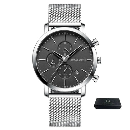Relógio Masculino Aço Inox Quartzo Hannah Martin Charm