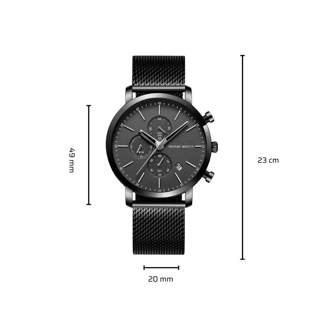 Relógio Masculino Aço Inox Quartzo Hannah Martin Charm