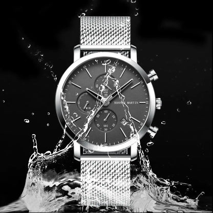Relógio Masculino Aço Inox Quartzo Hannah Martin Charm