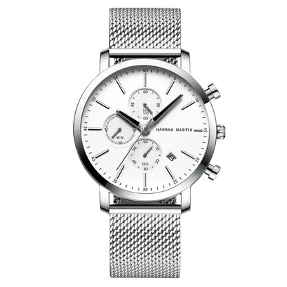 Relógio Masculino Aço Inox Quartzo Hannah Martin Deluxe