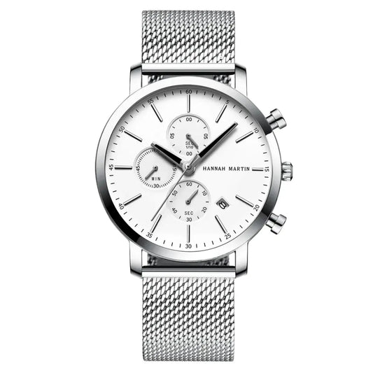 Relógio Masculino Aço Inox Quartzo Hannah Martin Deluxe