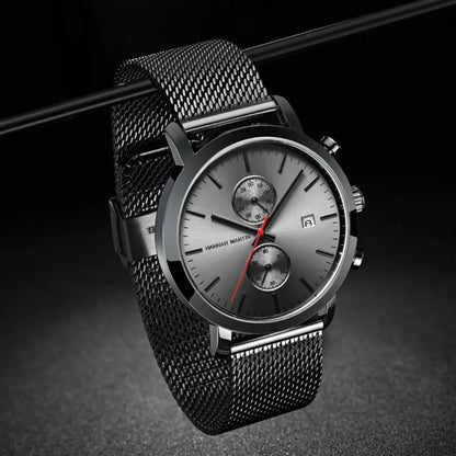 Relógio Masculino Aço Inox Quartzo Hannah Martin Deluxe