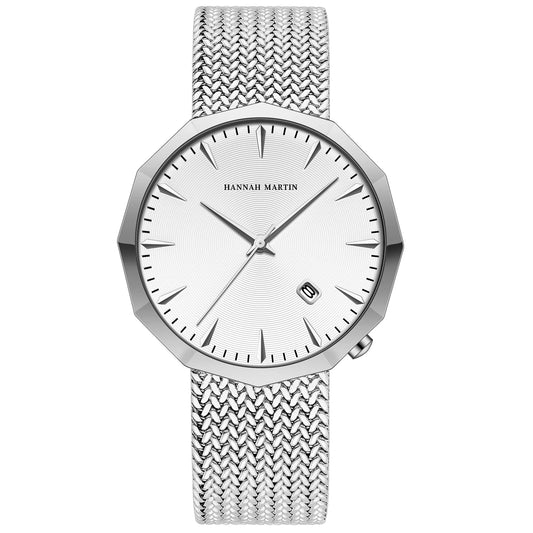 Relógio Masculino Aço Inox Quartzo Hannah Martin Polygonal
