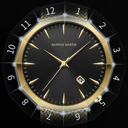 Relógio Masculino Aço Inox Quartzo Hannah Martin Polygonal