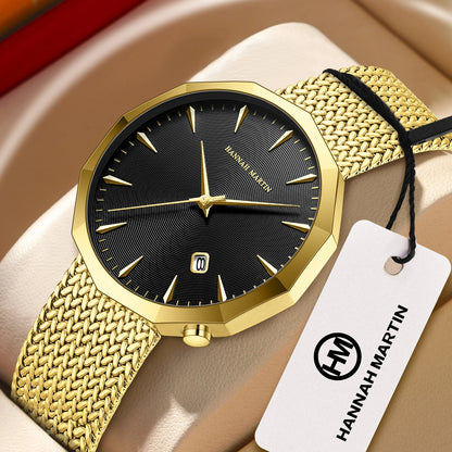 Relógio Masculino Aço Inox Quartzo Hannah Martin Polygonal