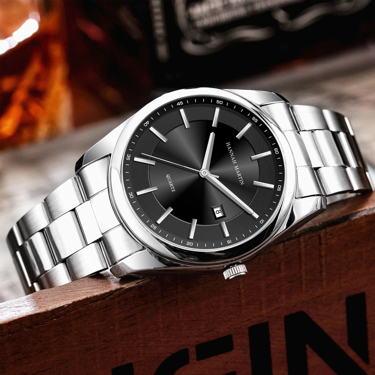 Relógio Masculino Aço Inox Quartzo Hannah Martin Stainless