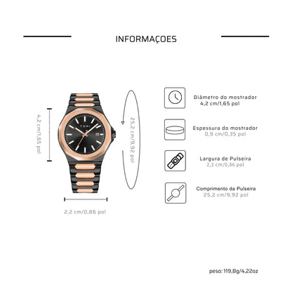Relógio Masculino Aço Inox Quartzo (Kit Presente)