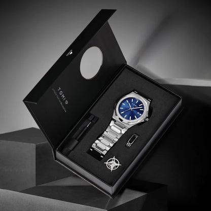 Relógio Masculino Aço Inox Quartzo (Kit Presente)