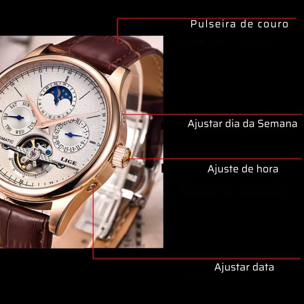 Relógio Masculino Automático Lige Tourbillon