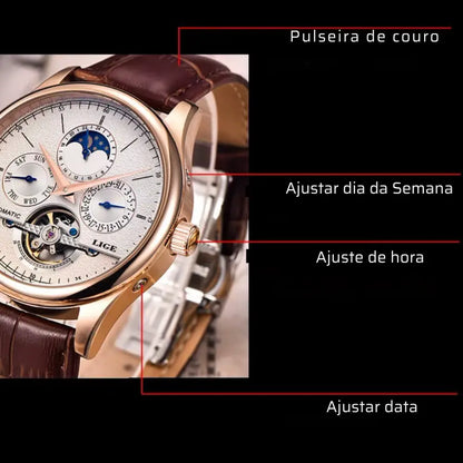 Relógio Masculino Automático Lige Tourbillon