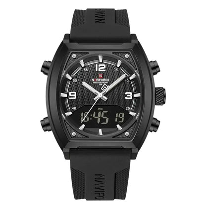 Relógio Masculino Esportivo Pulseira de Silicone Quartzo Naviforce LCD Dual