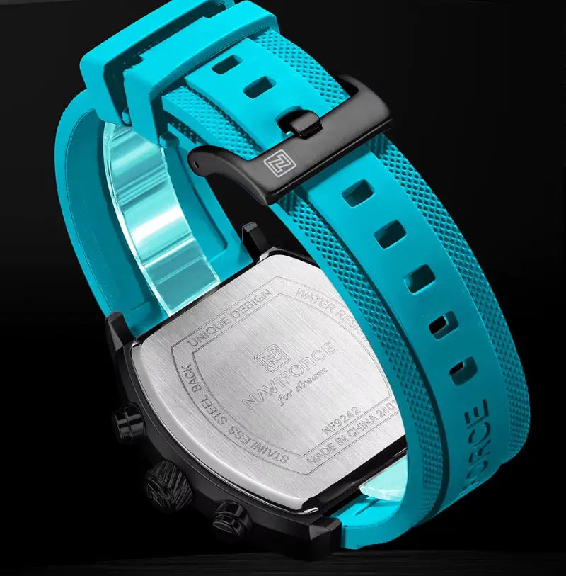 Relógio Masculino Esportivo Pulseira de Silicone Quartzo Naviforce LCD Dual