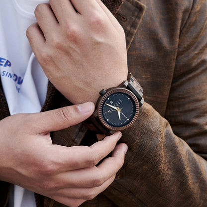 Relógio Masculino Madeira Quartzo Bobobird Beija-Flor