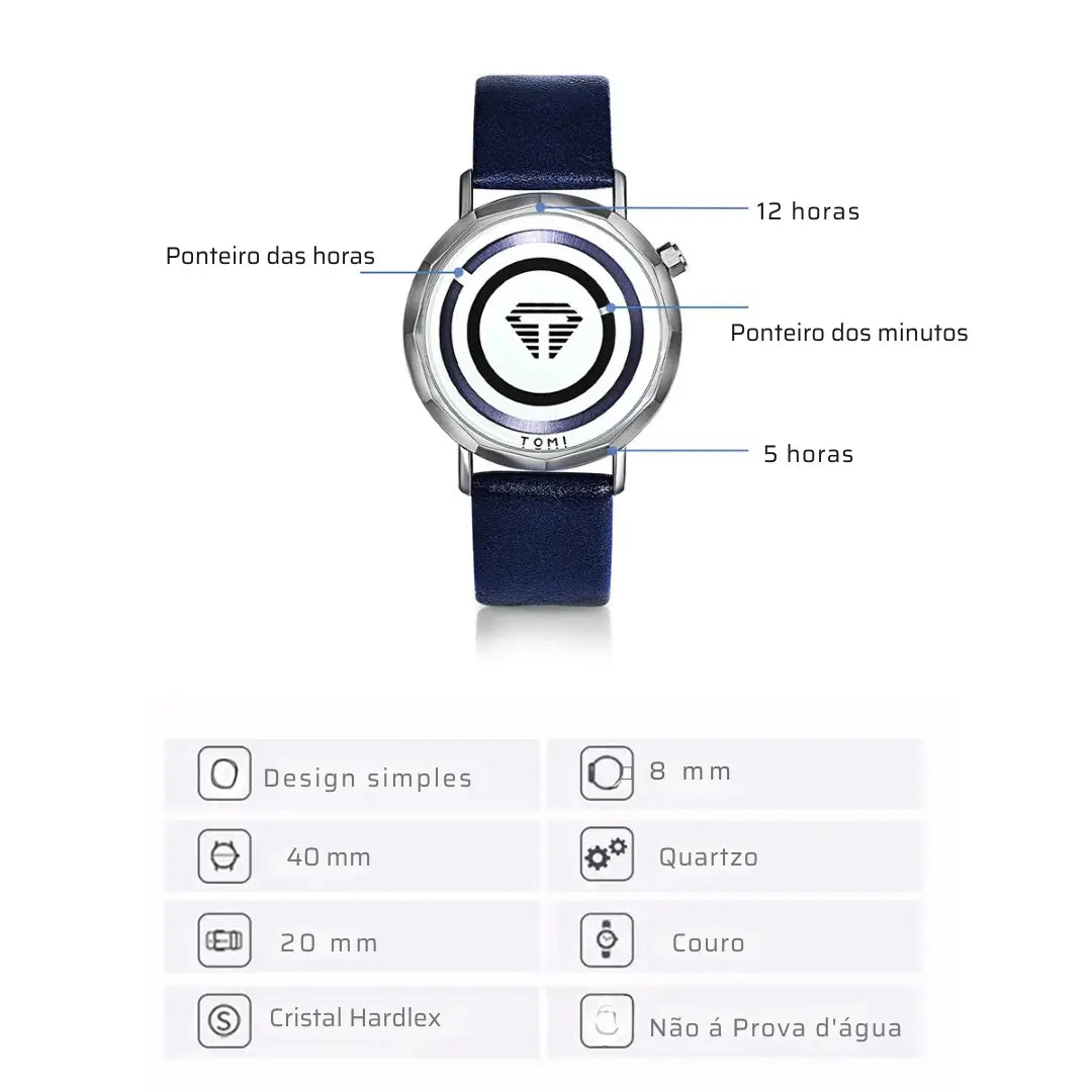 Relógio Masculino Minimalista Casual Roman