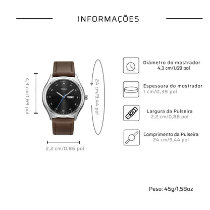 Relógio Masculino Minimalista Pulseira de Couro Athens