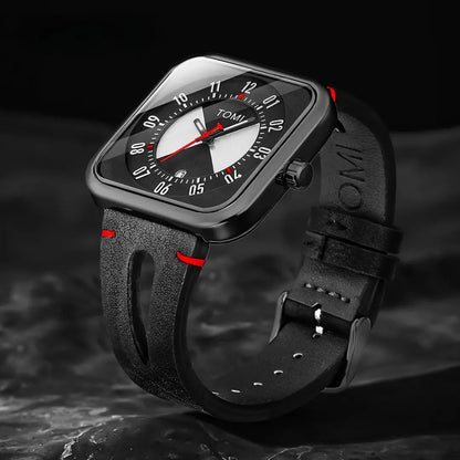 Relógio Masculino Pulseira de Couro Quadrado Quartzo Kronos