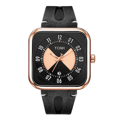 Relógio Masculino Pulseira de Couro Quadrado Quartzo Kronos