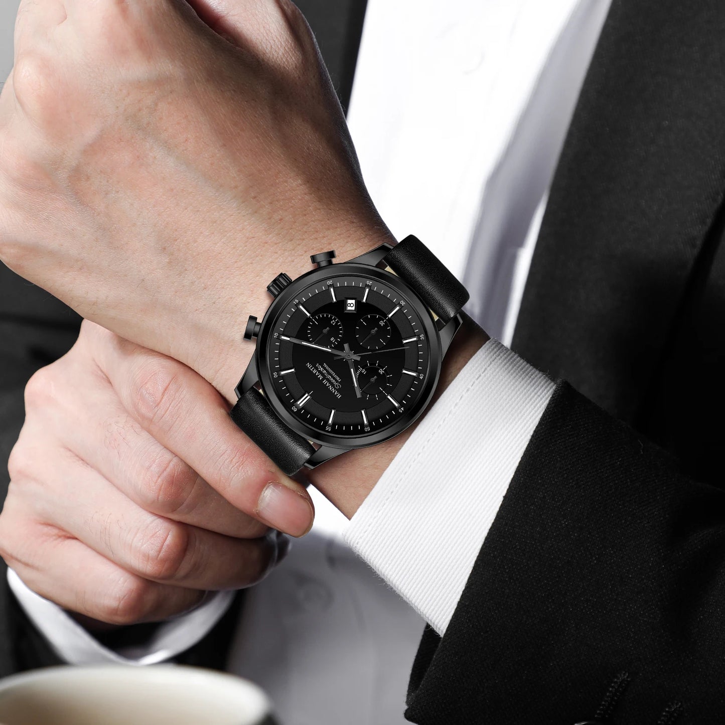 Relógio Masculino Pulseira de Couro Quartzo Hannah Martin Brand