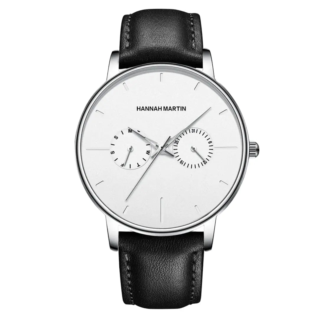 Relógio Masculino Pulseira de Couro Quartzo Hannah Martin Luxury Blues