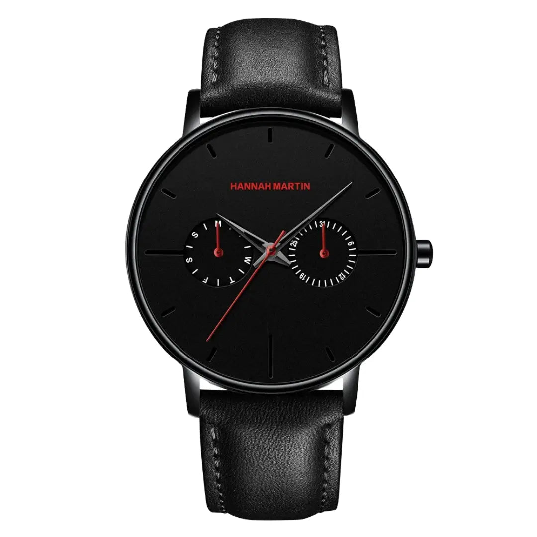 Relógio Masculino Pulseira de Couro Quartzo Hannah Martin Luxury Blues