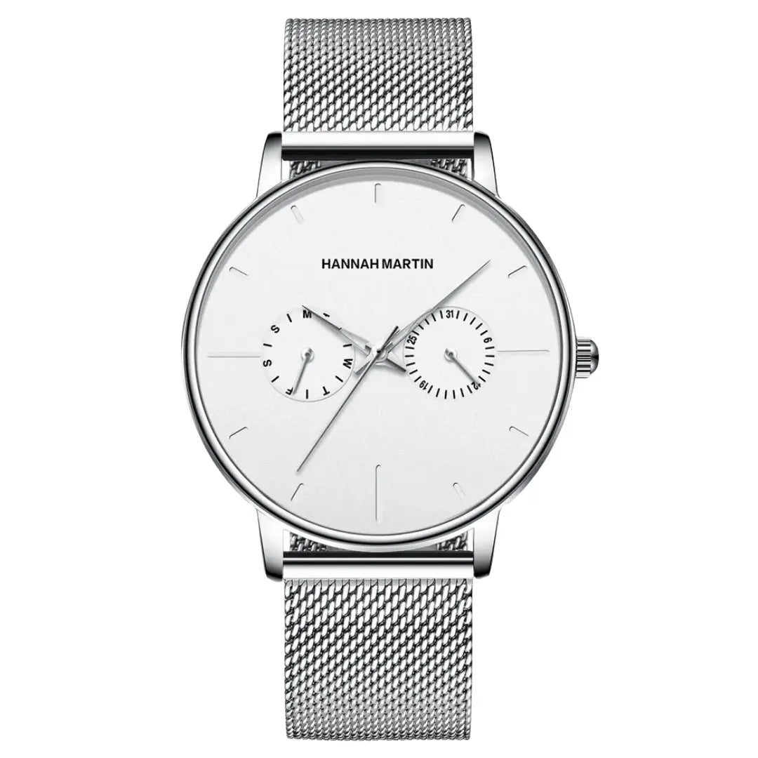 Relógio Masculino Pulseira de Couro Quartzo Hannah Martin Luxury Blues
