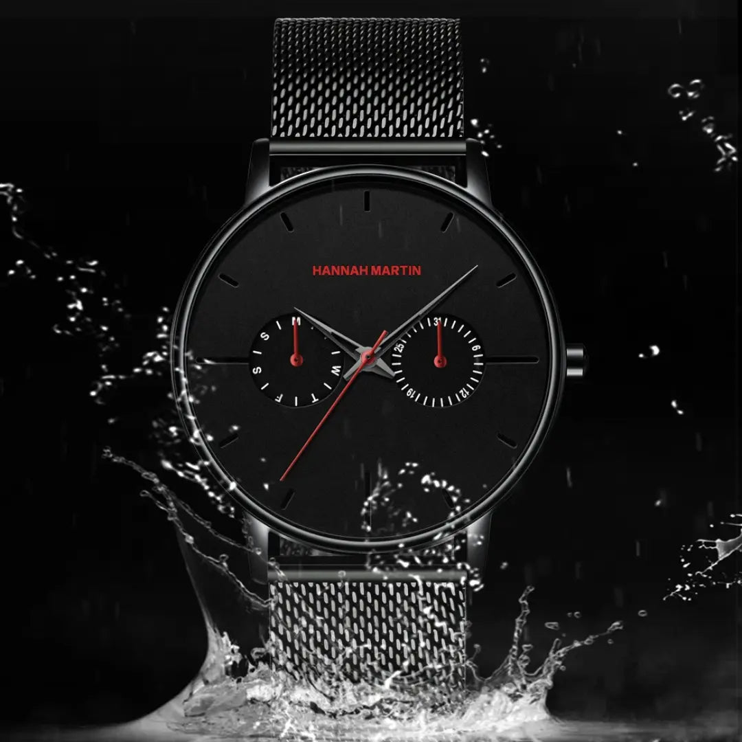 Relógio Masculino Pulseira de Couro Quartzo Hannah Martin Luxury Blues