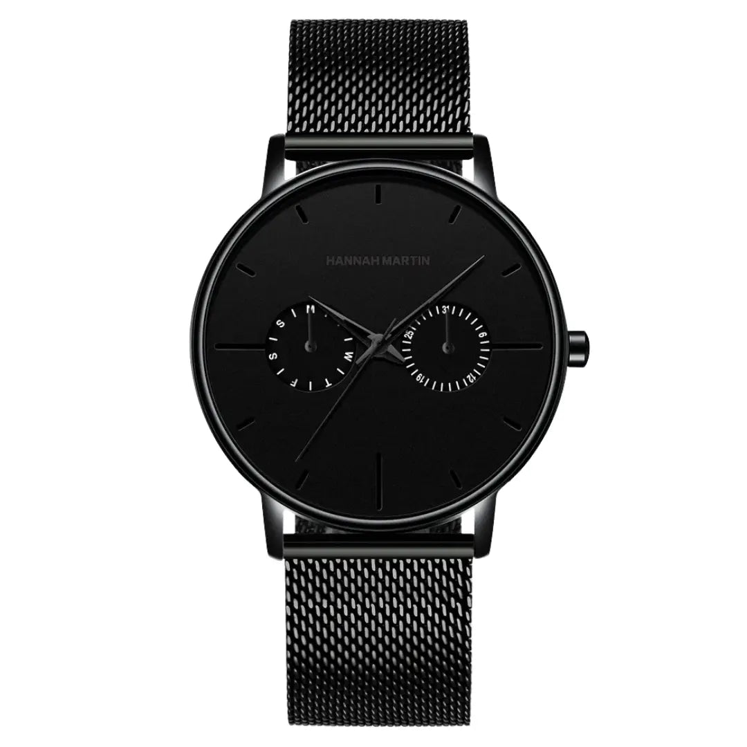 Relógio Masculino Pulseira de Couro Quartzo Hannah Martin Luxury Blues