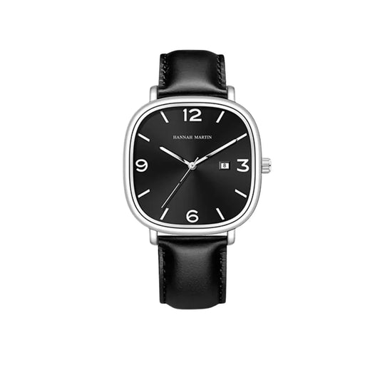 Relógio Masculino Pulseira de Couro Quartzo Hannah Martin Square