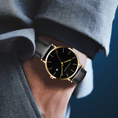 Relógio Masculino Pulseira de Couro Quartzo Hannah Martin Vulcano