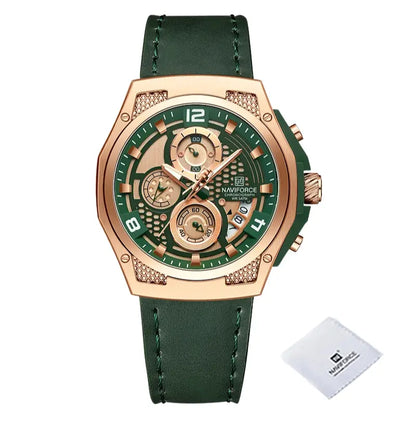 Relógio Masculino Pulseira de Couro Quartzo Naviforce Luxury
