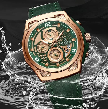 Relógio Masculino Pulseira de Couro Quartzo Naviforce Luxury