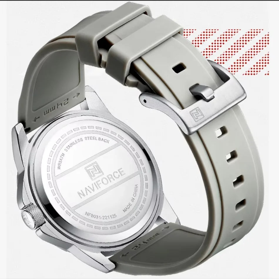 Relógio Masculino Pulseira de Silicone A Prova D'água Naviforce Moonlight