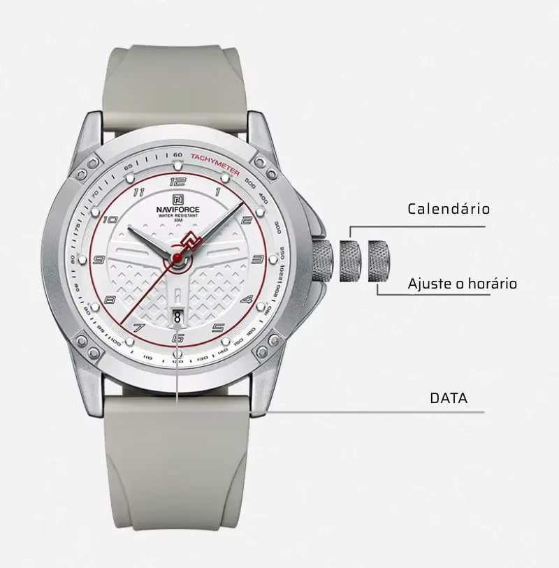 Relógio Masculino Pulseira de Silicone A Prova D'água Naviforce Moonlight