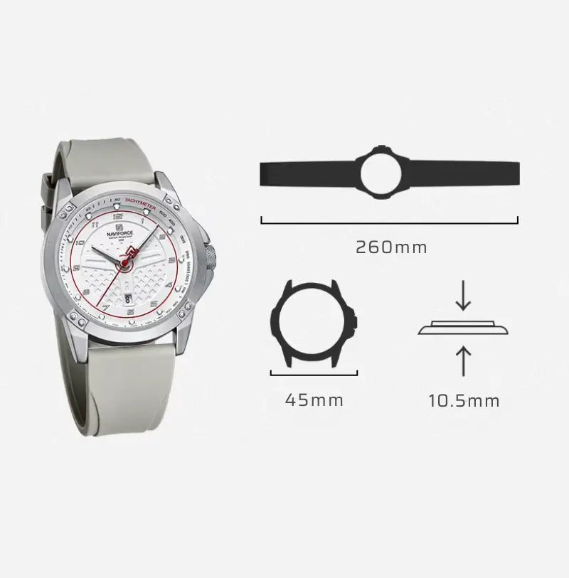 Relógio Masculino Pulseira de Silicone A Prova D'água Naviforce Moonlight