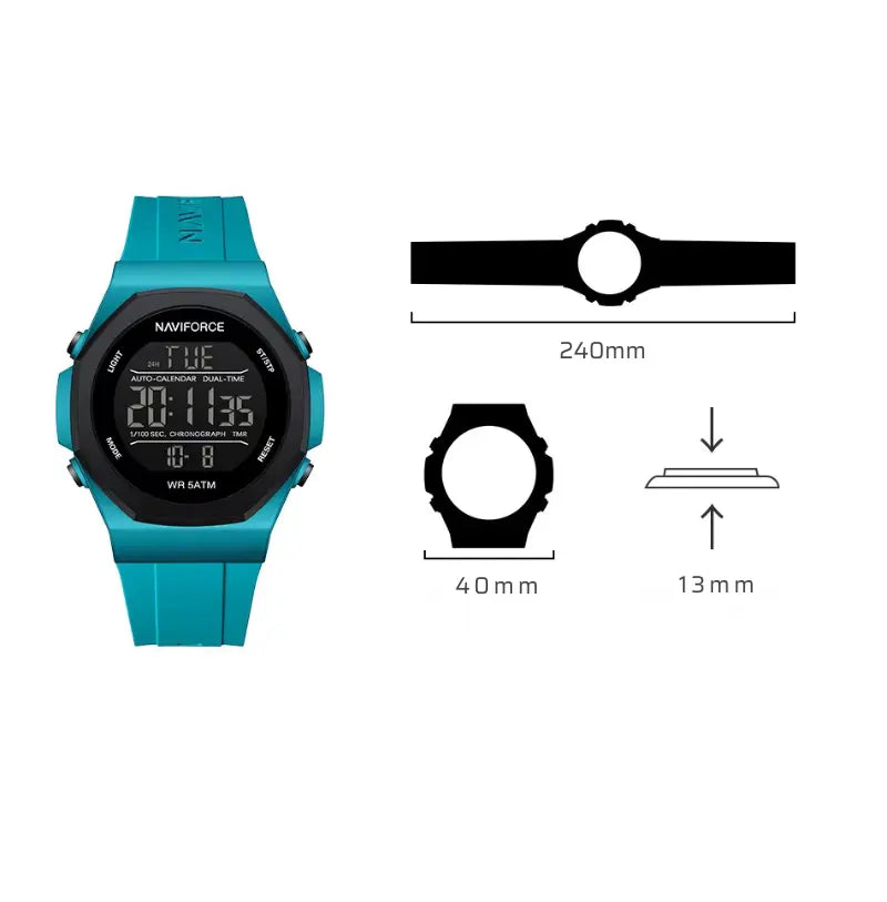 Relógio Masculino Pulseira de Silicone A Prova D'água Naviforce Ocean