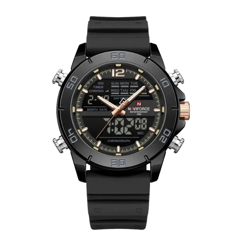 Relógio Masculino Pulseira de Silicone Cronógrafo A Prova D'água Naviforce Sports
