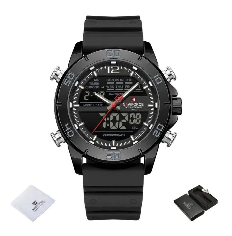 Relógio Masculino Pulseira de Silicone Cronógrafo A Prova D'água Naviforce Sports