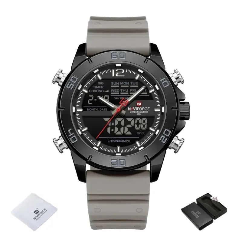 Relógio Masculino Pulseira de Silicone Cronógrafo A Prova D'água Naviforce Sports