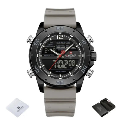 Relógio Masculino Pulseira de Silicone Cronógrafo A Prova D'água Naviforce Sports